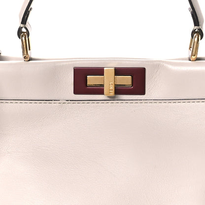 Fendi Vitello Seta Shiny Nappa Medium Peekaboo Iconic Satchel Grigio Polvere Magenta 8 of 13