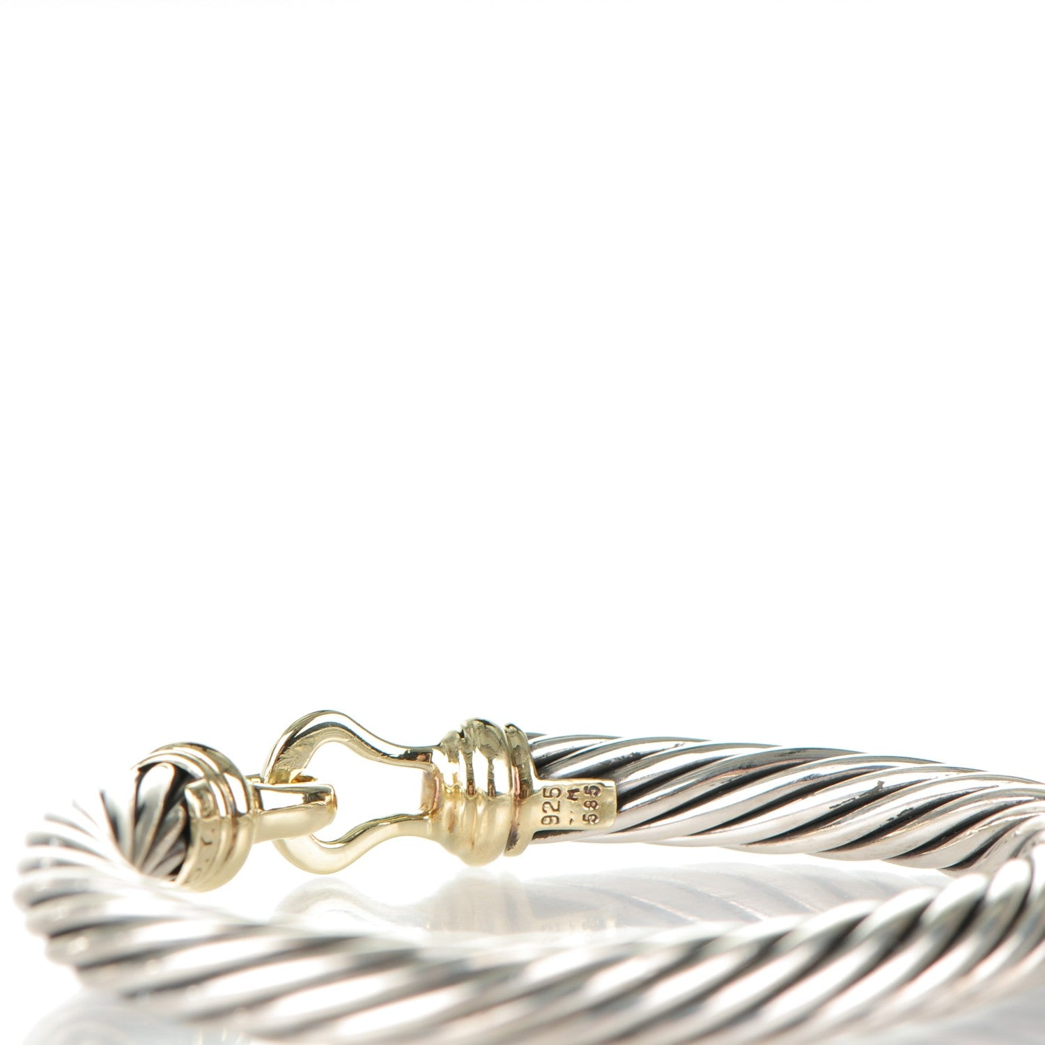 David Yurman Sterling Silver 14K Yellow Gold 7mm Cable Classic Buckle Bracelet 4 of 4