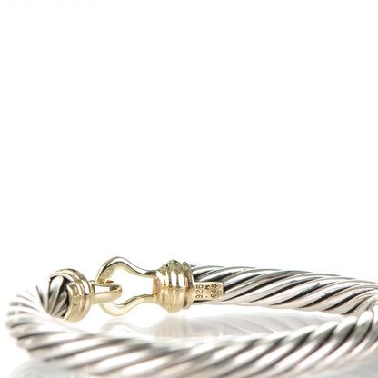 David Yurman Sterling Silver 14K Yellow Gold 7mm Cable Classic Buckle Bracelet 4 of 4