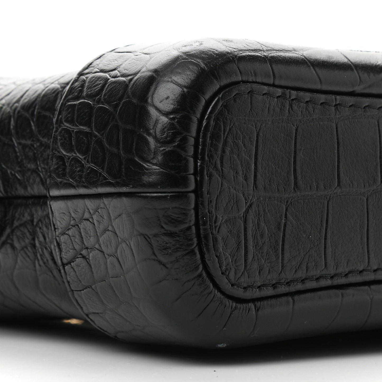 Calfskin Crocodile Embossed Small Gabrielle Cocodile Hobo Black