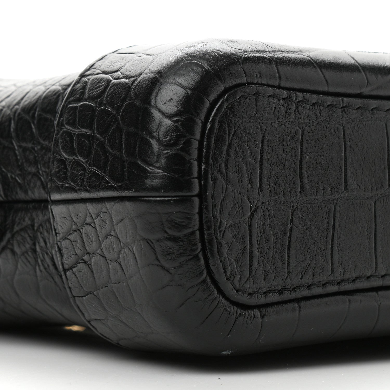 Chanel Calfskin Crocodile Embossed Small Gabrielle Cocodile Hobo Black 9 of 11