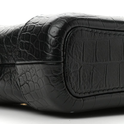 Chanel Calfskin Crocodile Embossed Small Gabrielle Cocodile Hobo Black 9 of 11