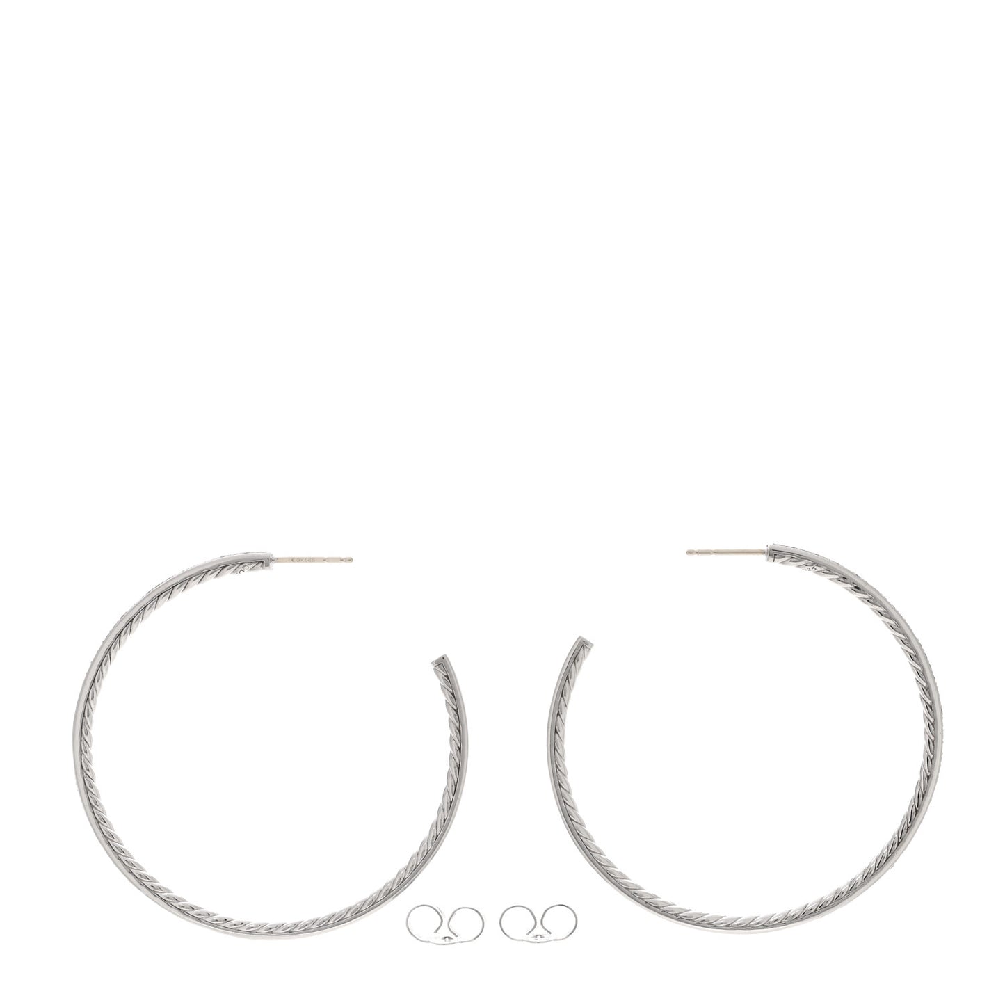 Sterling Silver Diamond Large Pave Hoop Earrings