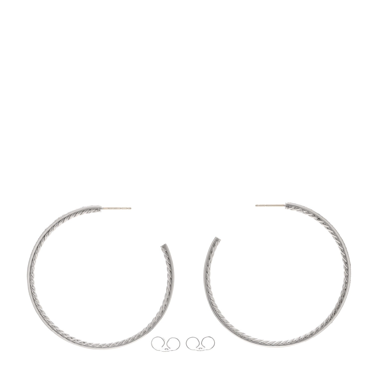 David Yurman Sterling Silver Diamond Large Pave Hoop Earrings 3 of 4