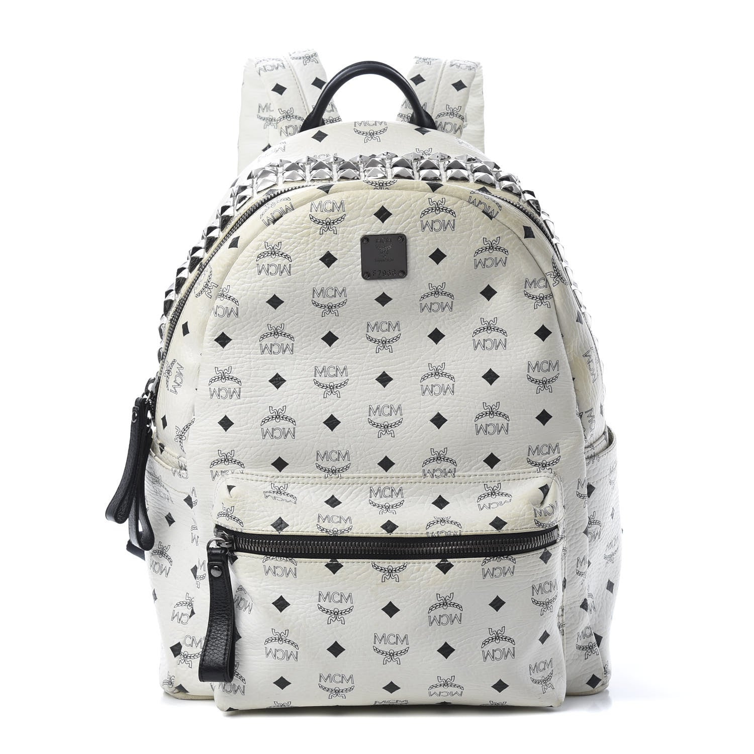 MCM Visetos Crown Stud Medium Stark Backpack White 1 of 14
