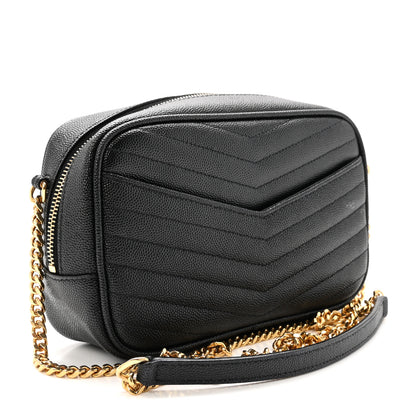 Saint Laurent Grain De Poudre Matelasse Monogram Mini Lou Camera Bag Black 3 of 9