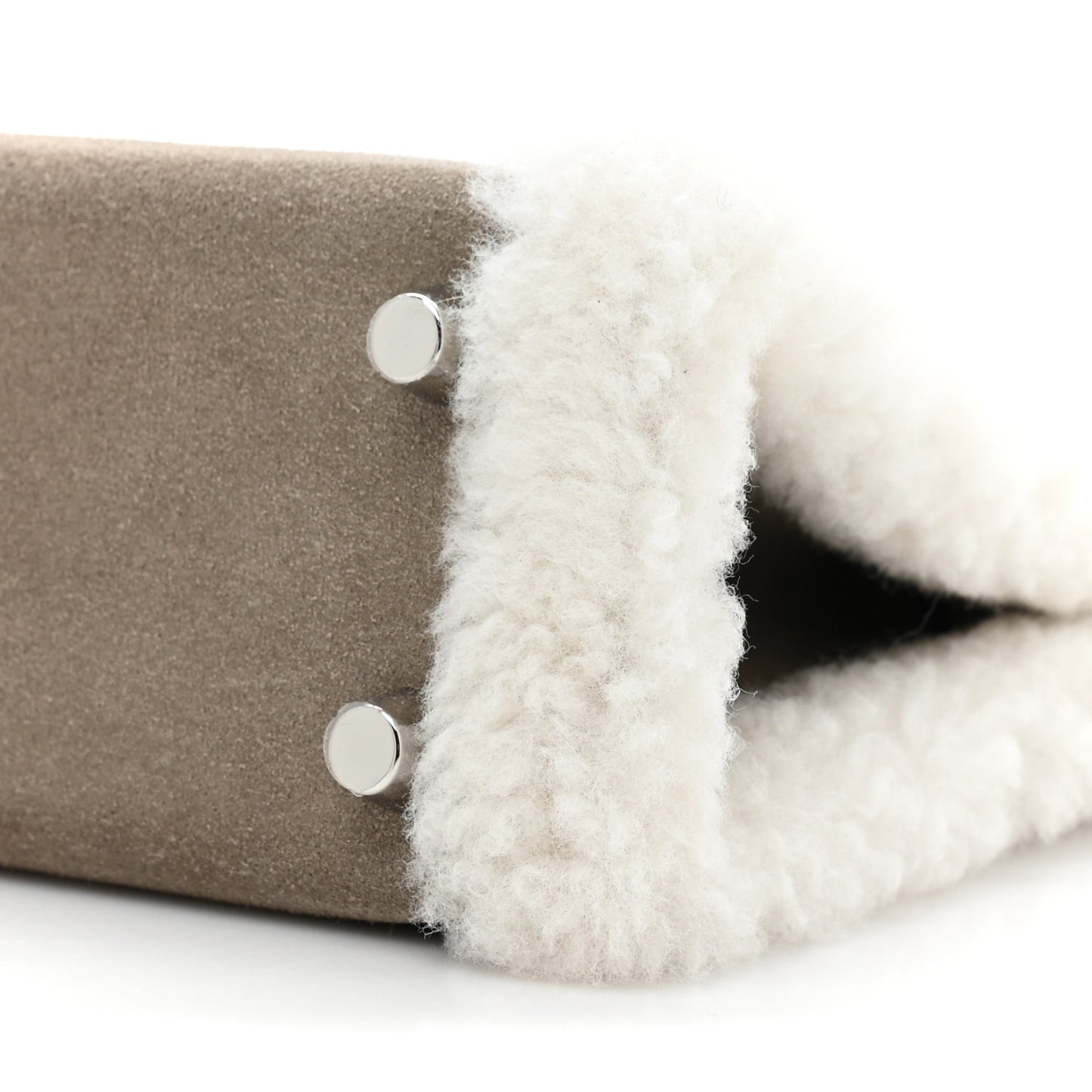 Veau Grizzly Mouton Shearling Swift Teddy Mini Kelly 20 Gris Caillou Ecru Etoupe