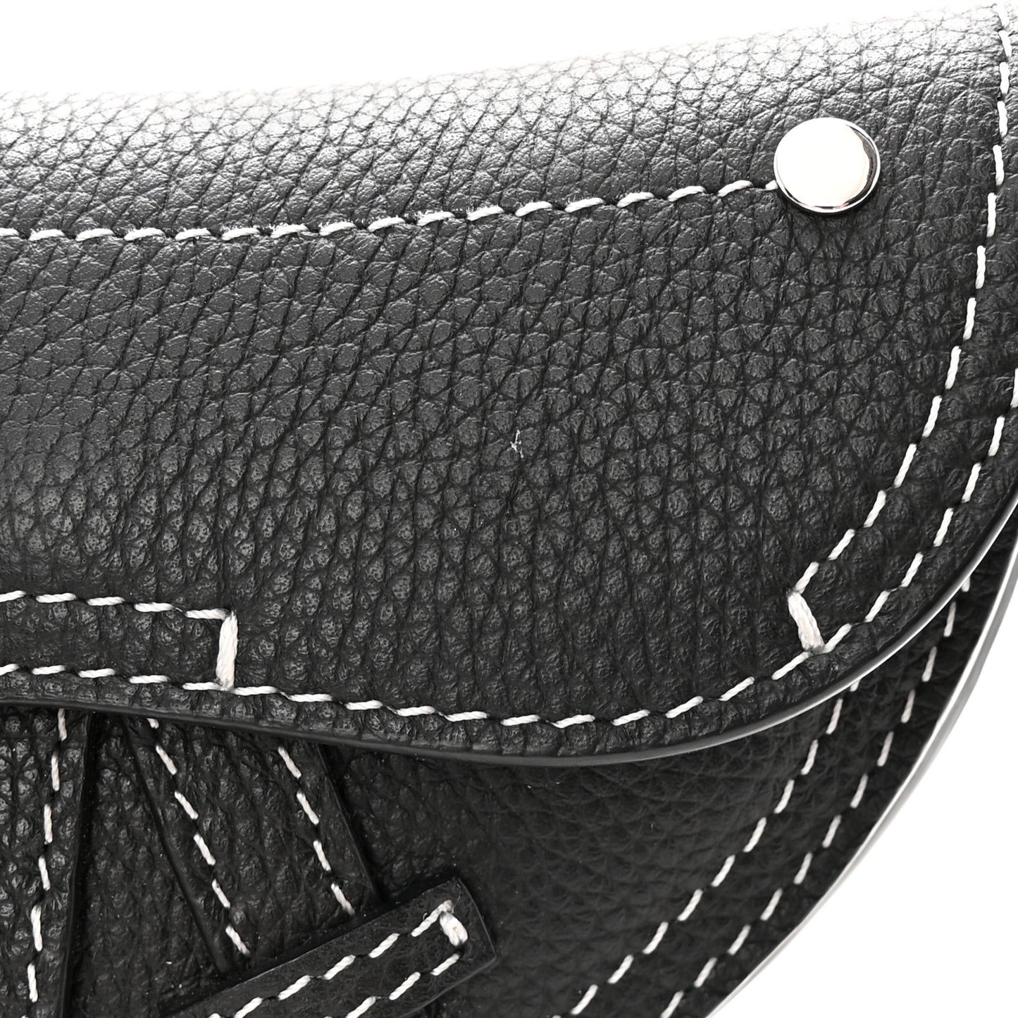 Grained Calfskin Saddle Mini Key Ring Black