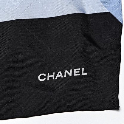 Chanel Silk Geometric CC Scarf Navy Blue 3 of 4