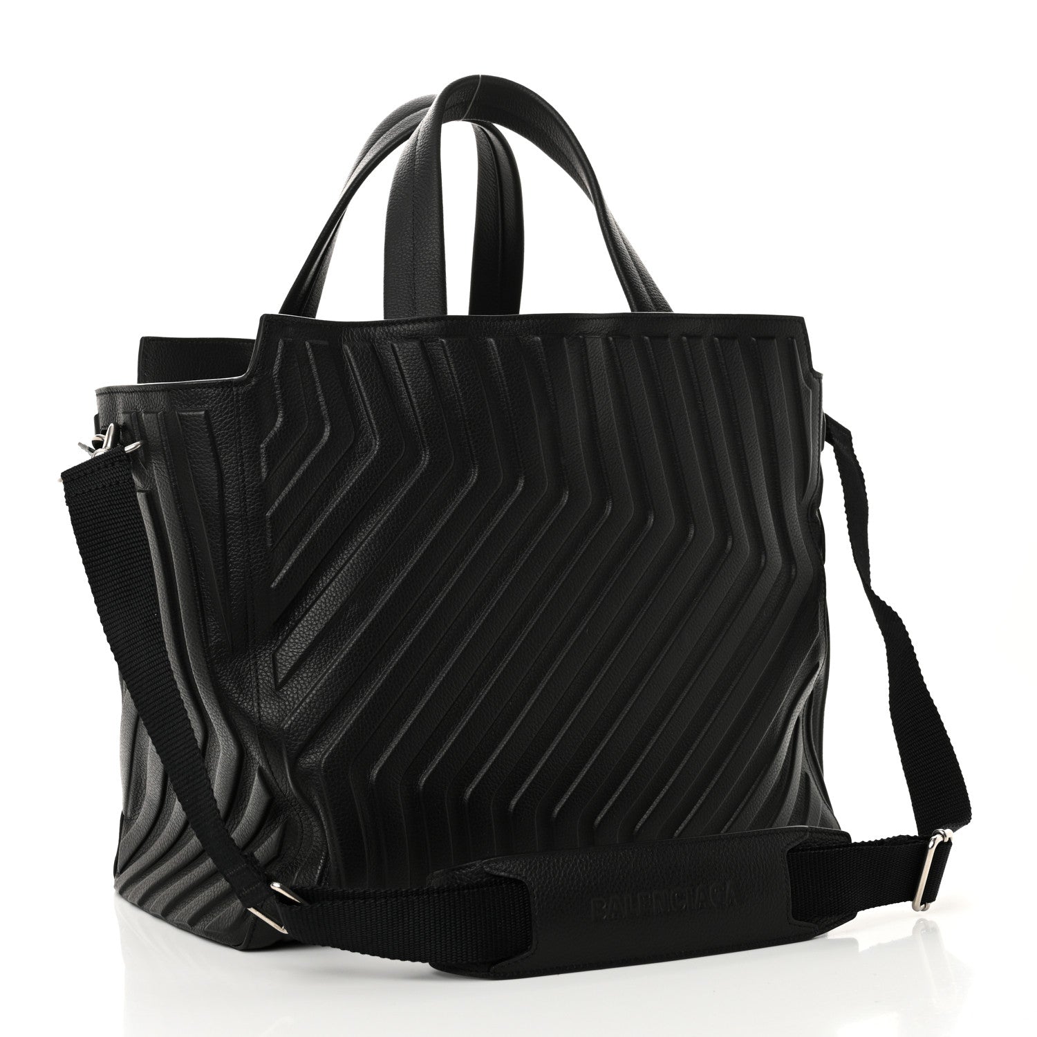 Balenciaga Grained Calfskin Embossed Car East West Tote Black 3 of 10