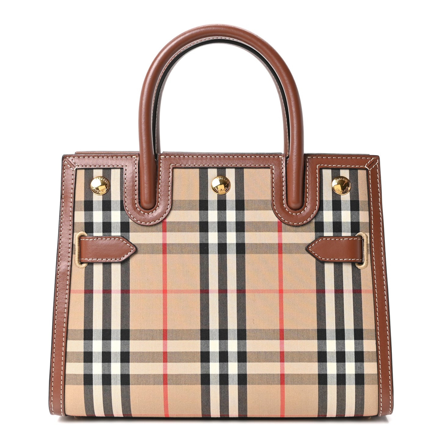 Calfskin Vintage Check Mini Two Handle Title Bag Archive Beige