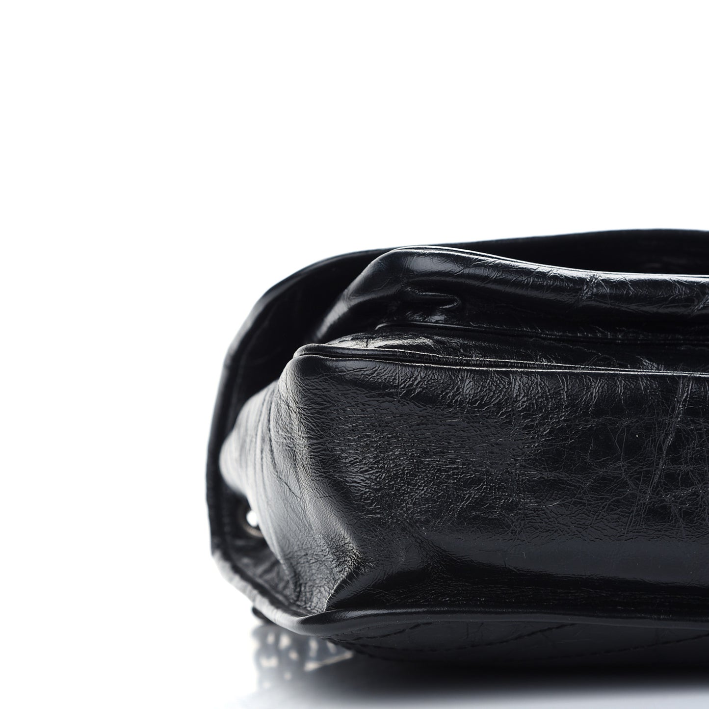 Crinkled Calfskin Matelasse Monogram Medium Niki Chain Satchel Black