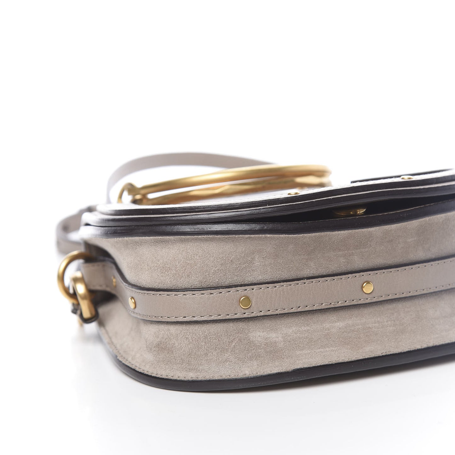 Calfskin Suede Small Nile Bracelet Bag Motty Grey