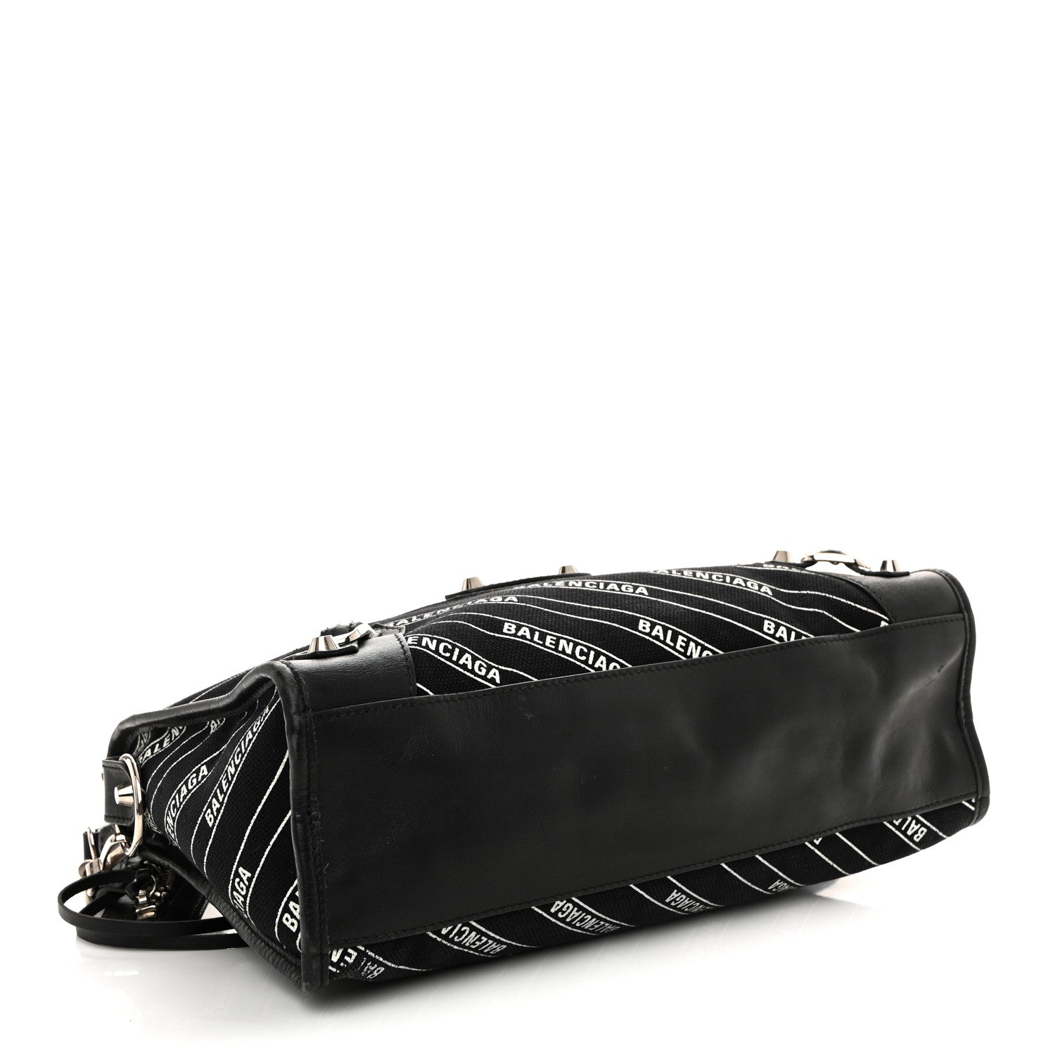 Balenciaga Canvas Satin Calfskin Diagonal Allover Logo Print Classic Silver Hardware S City Black White 5 of 12