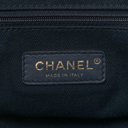 Chanel Lurex Canvas Medium Deauville Tote Navy Blue Gold 5 of 10