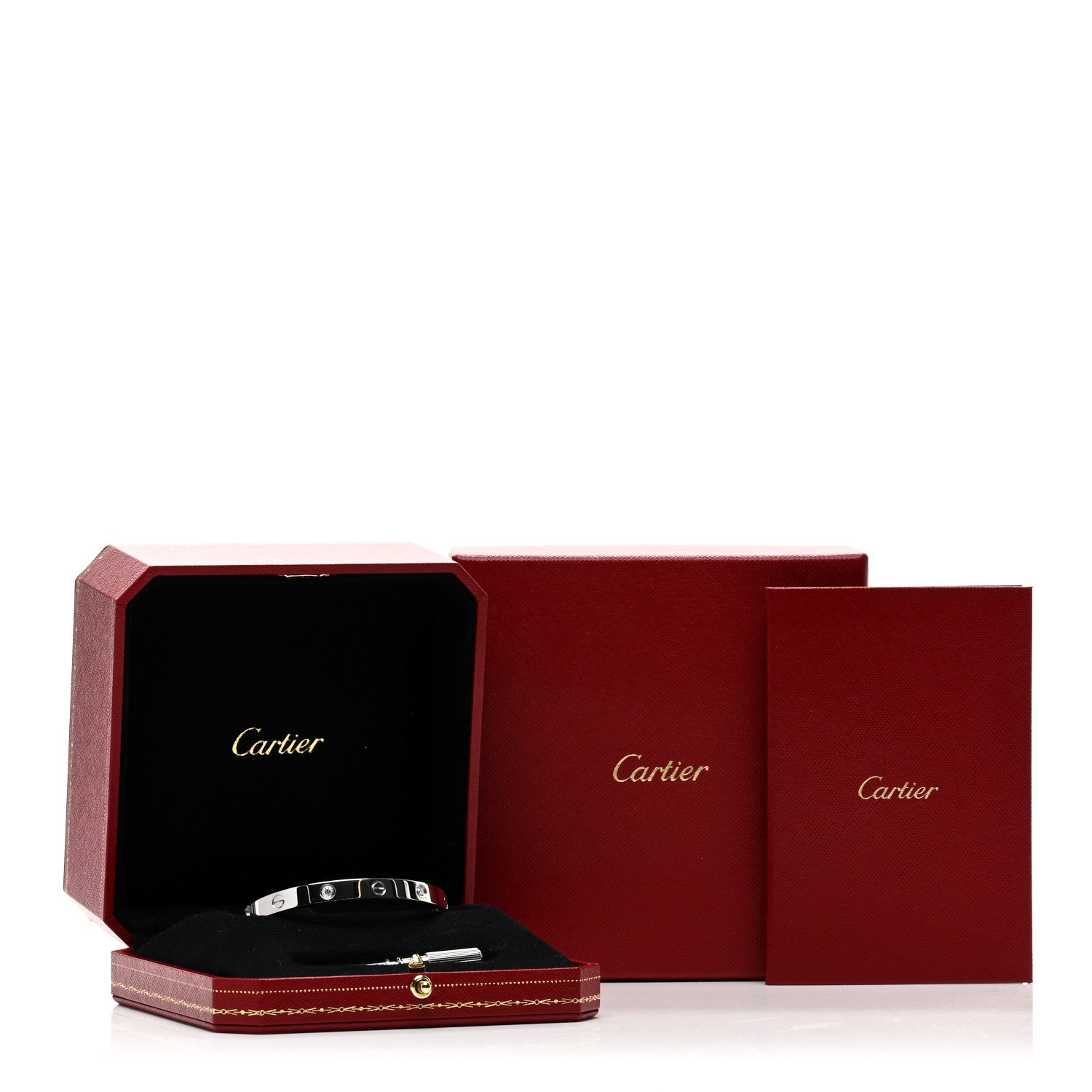 Cartier 18K White Gold 4 Diamond Love Bracelet 18 5 of 5