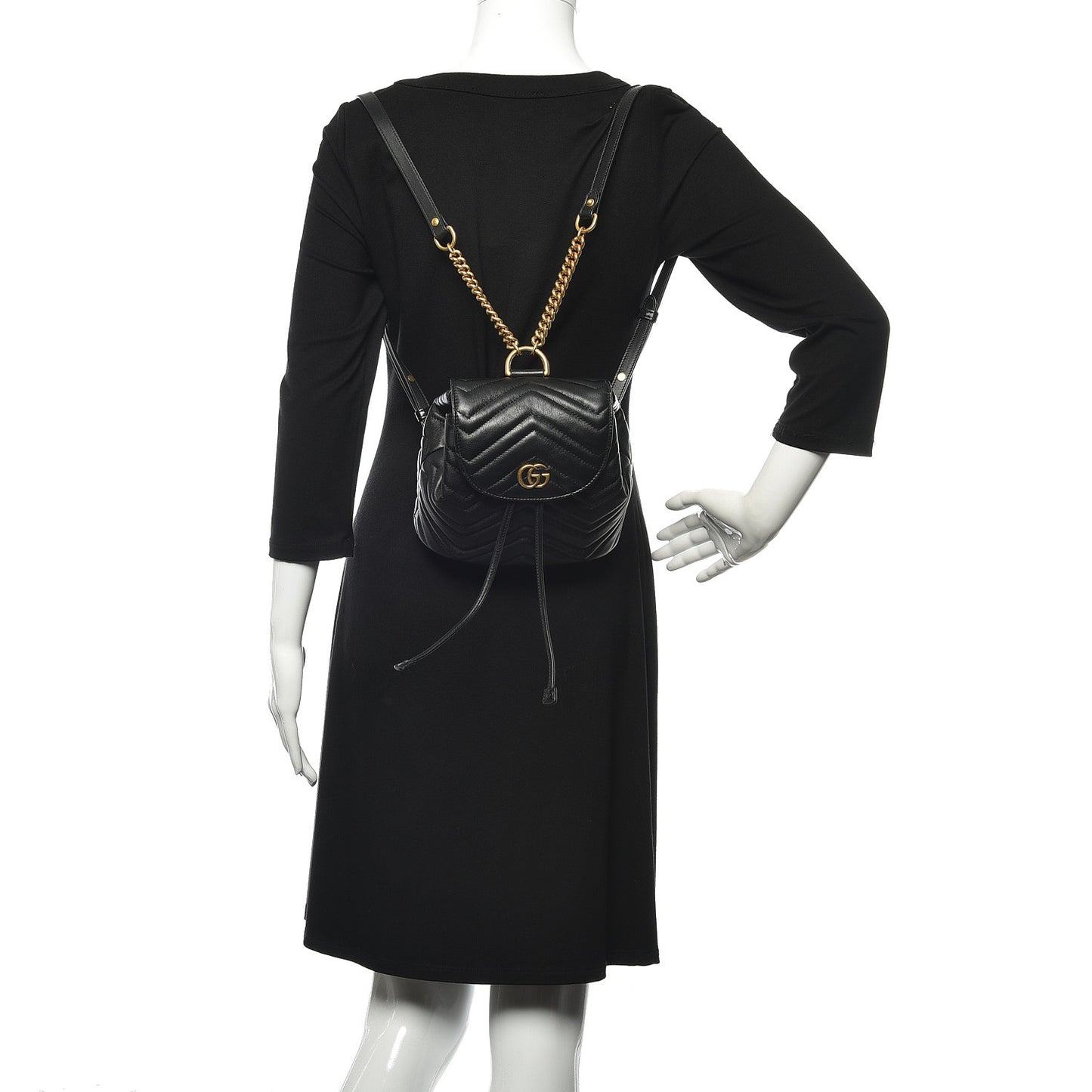 Calfskin Matelasse GG Marmont Flap Backpack Black