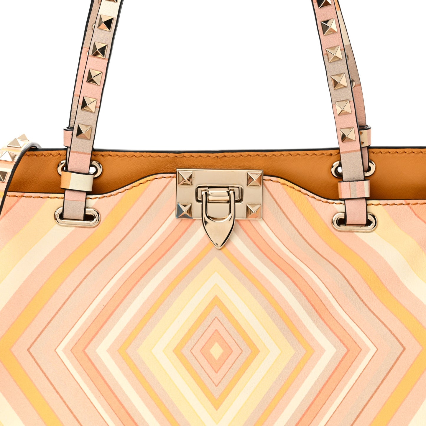 Vitello Native Couture 1975 Small Rockstud Tote Mandarin Sorbet