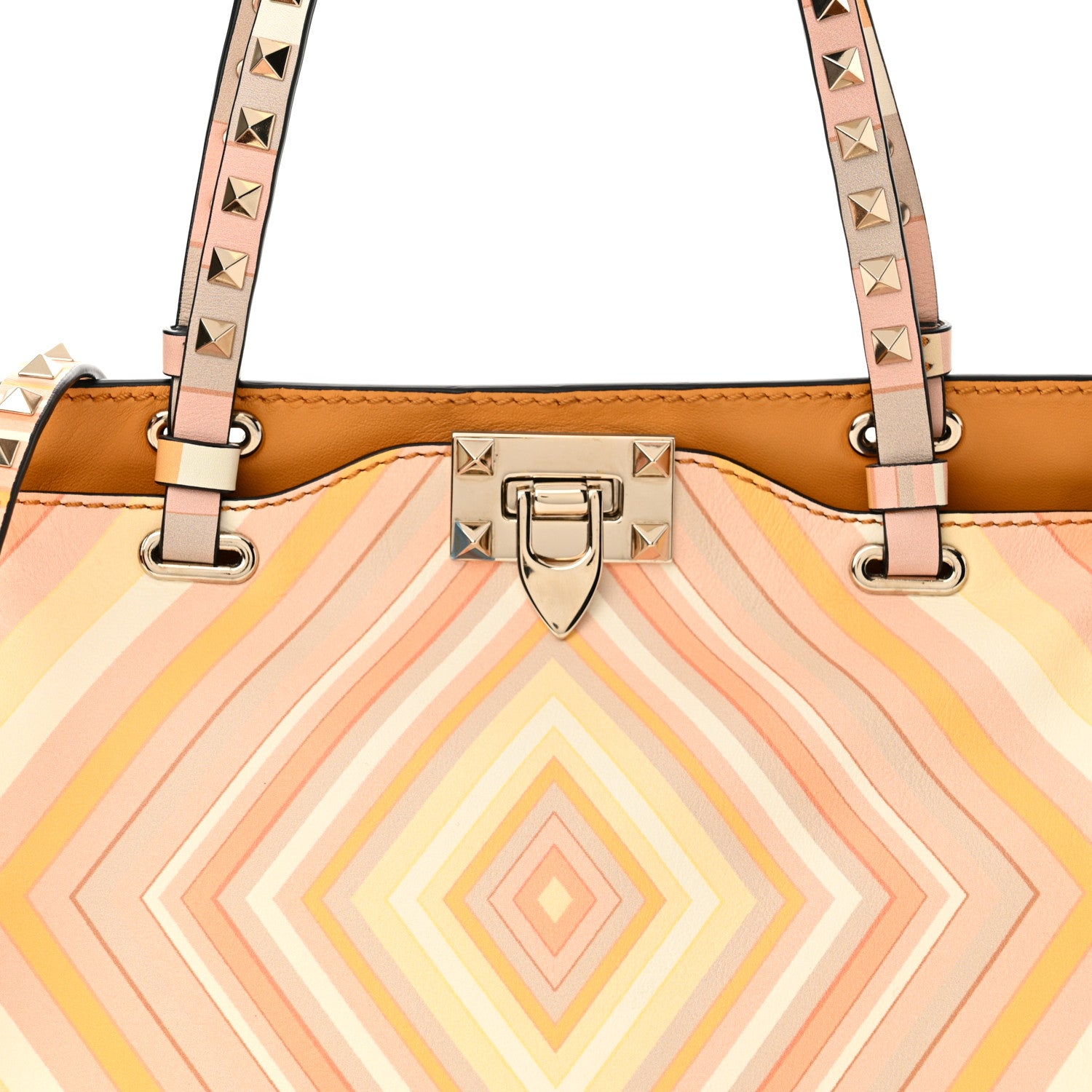 Valentino Garavani Vitello Native Couture 1975 Small Rockstud Tote Mandarin Sorbet 7 of 10