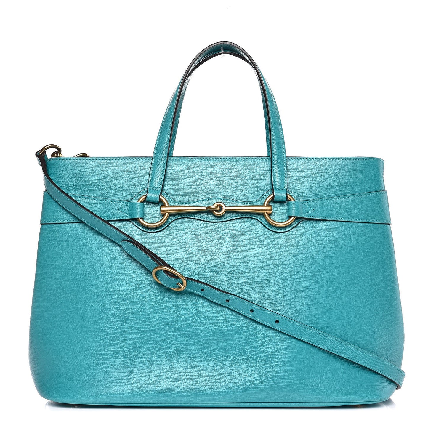 Calfskin Medium Bright Bit Top Handle Tote Turquoise