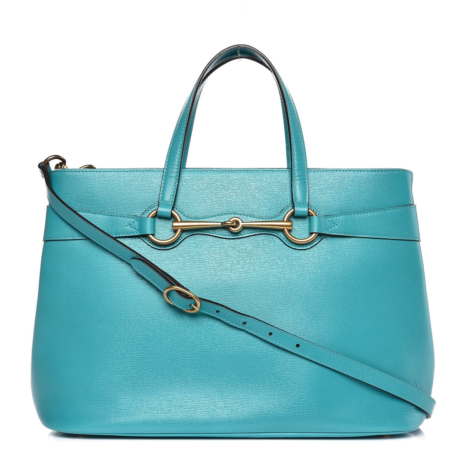 Gucci Calfskin Medium Bright Bit Top Handle Tote Turquoise 1 of 8