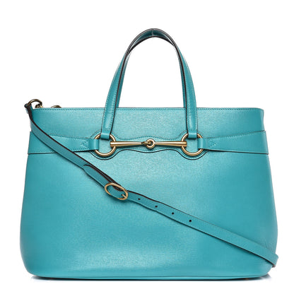 Gucci Calfskin Medium Bright Bit Top Handle Tote Turquoise 1 of 8