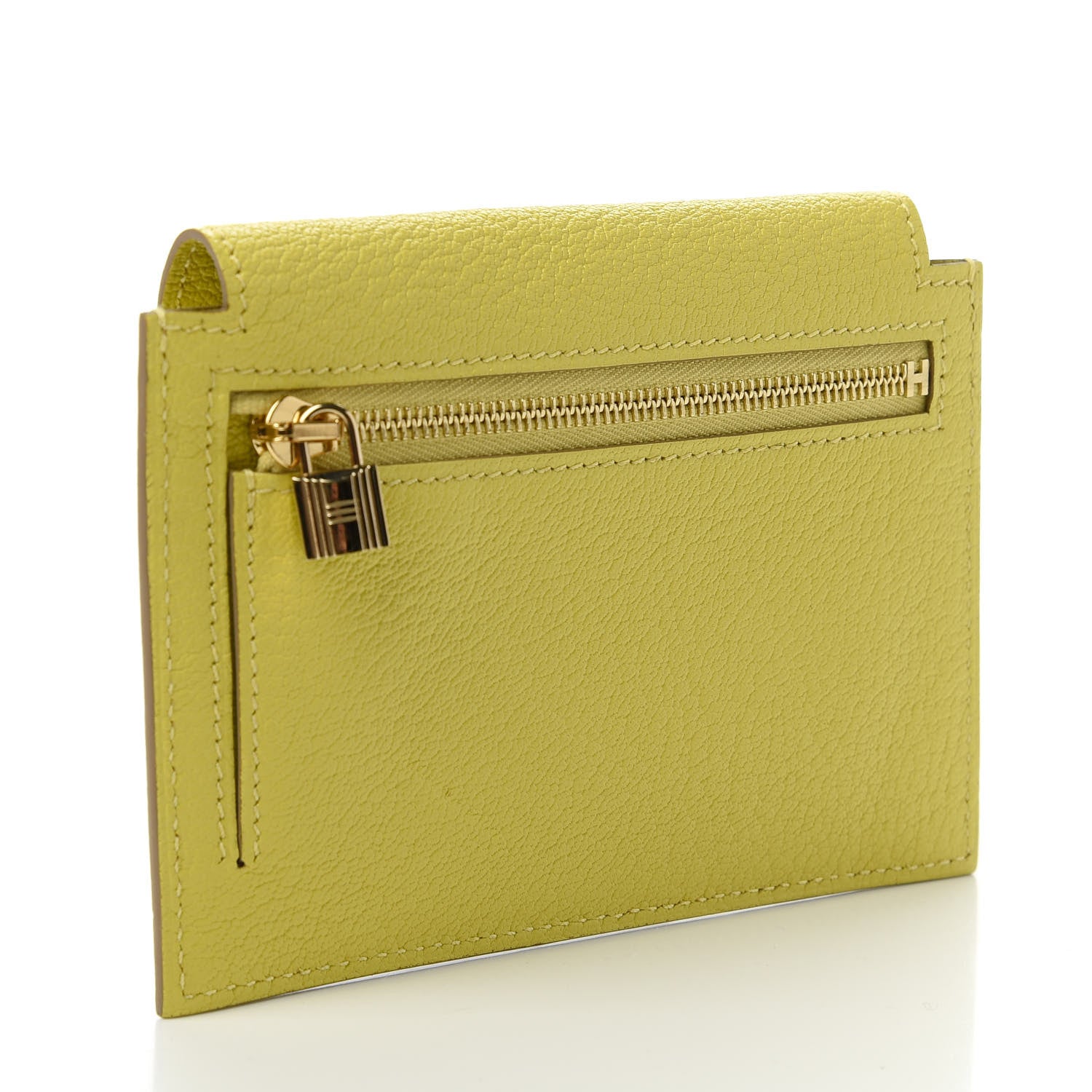 Hermes Chevre Mysore Kelly Pocket Compact Wallet Lime 3 of 9