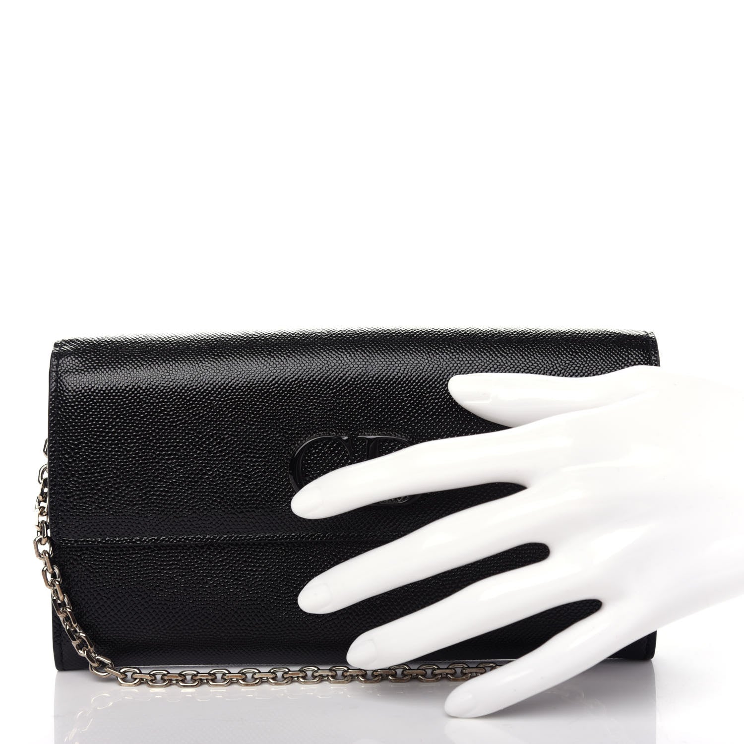 Christian Dior Grained Calfskin Mania Rendez-Vous Chain Wallet Black 2 of 9