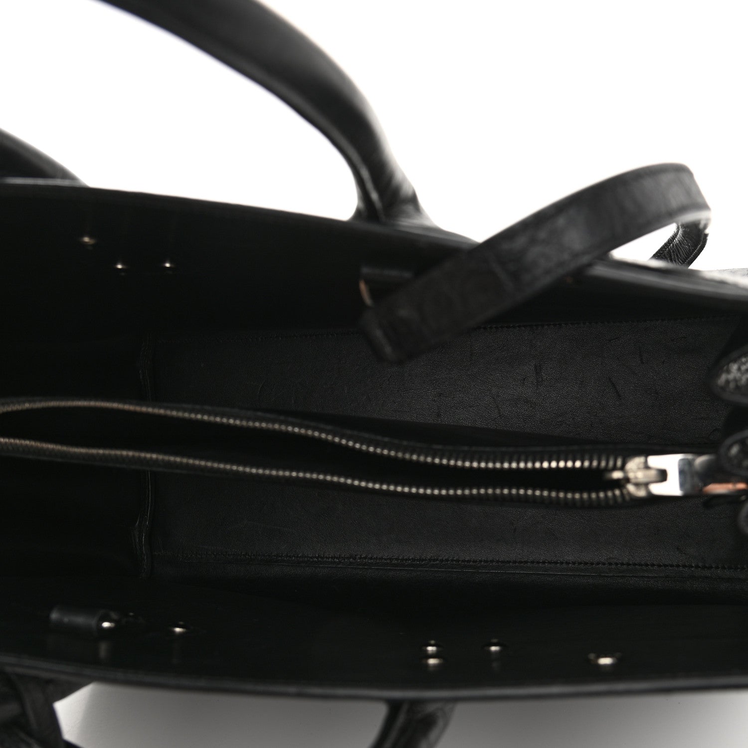 Saint Laurent Calfskin Crocodile Embossed Small Sac de Jour Black 5 of 9