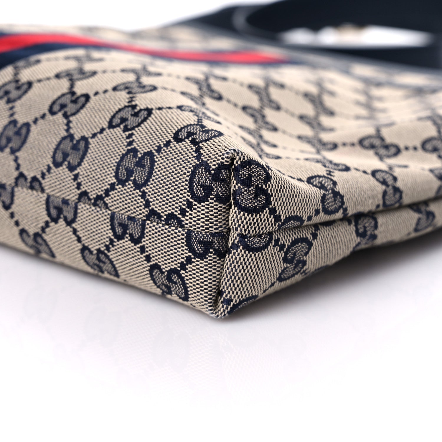 Gucci GG Supreme Monogram Web Flat Messenger Bag Navy 9 of 10