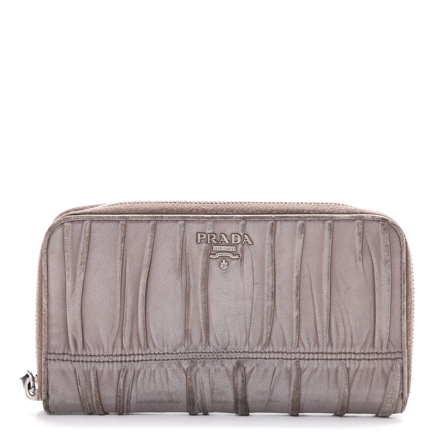 Prada Nappa Gaufre Zip Around Wallet Bambu 1 of 18
