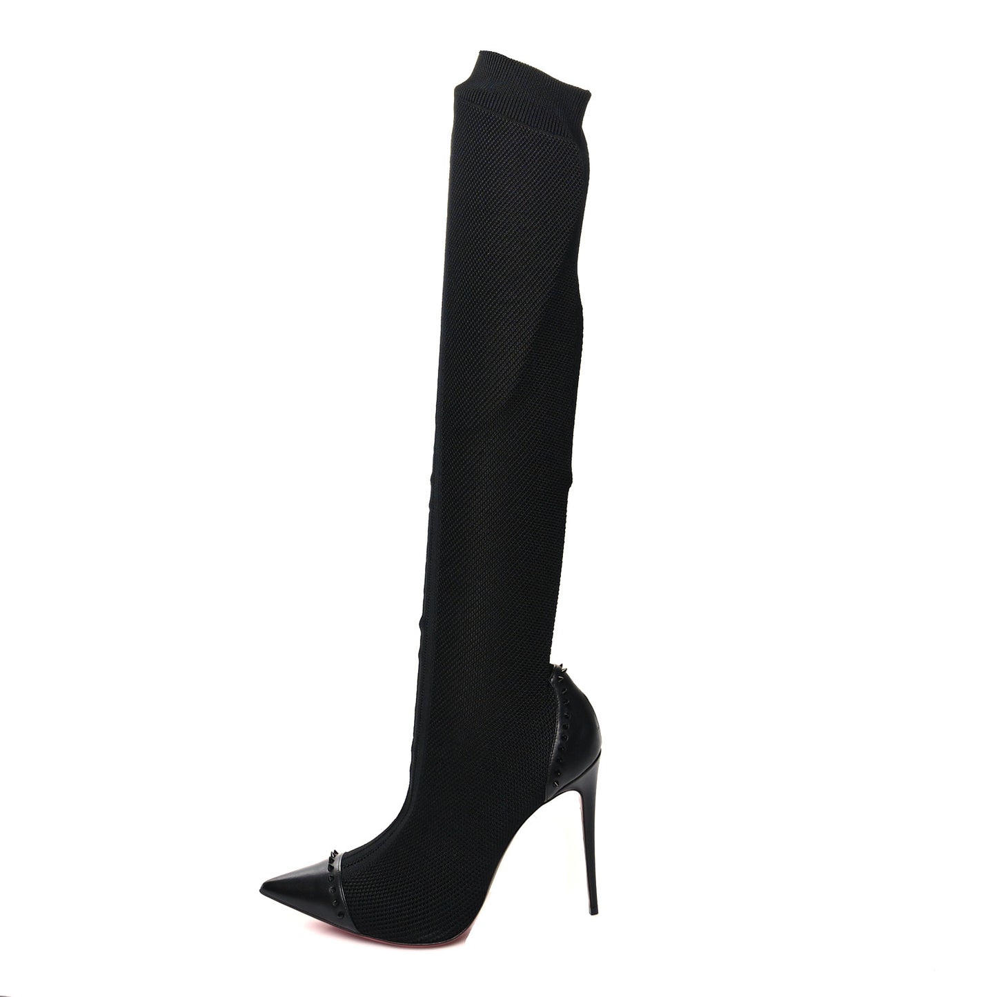 Shiny Nappa Maille Tricot Souricette 100 Over The Knee Boots 42 Black