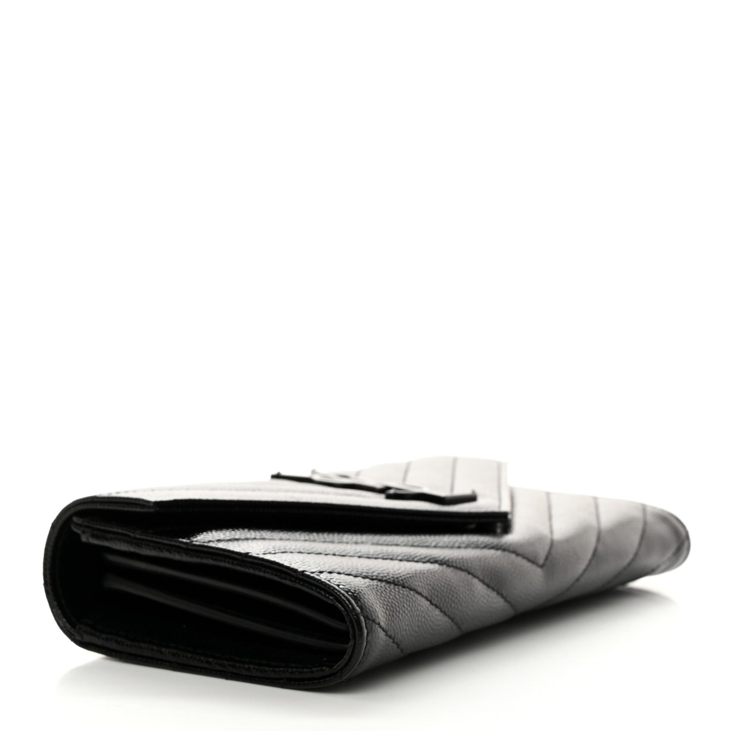 Grain De Poudre Matelasse Chevron Monogram Flap Wallet Black