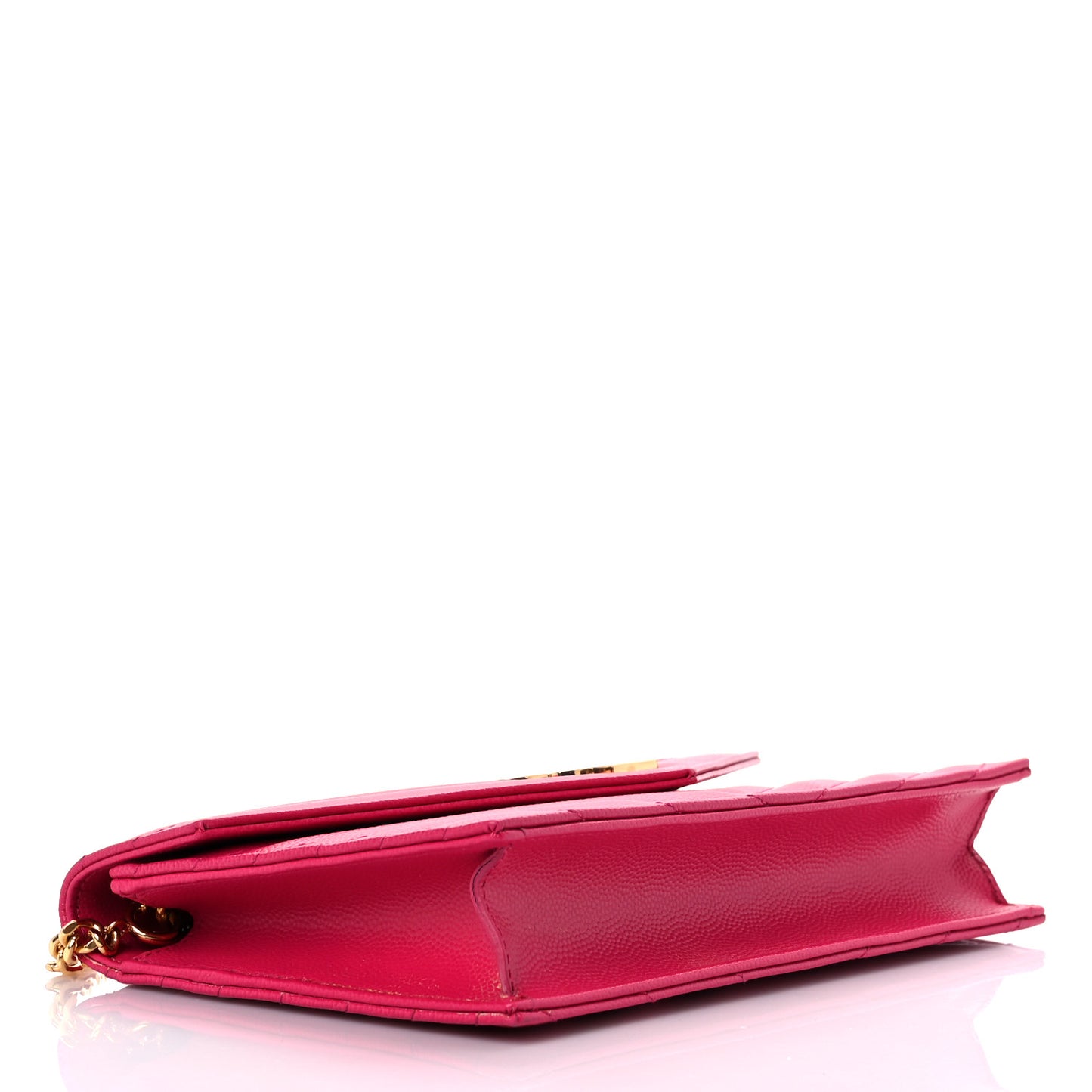 Grain De Poudre Matelasse Chevron Monogram Envelope Chain Wallet Fresh Fuchsia