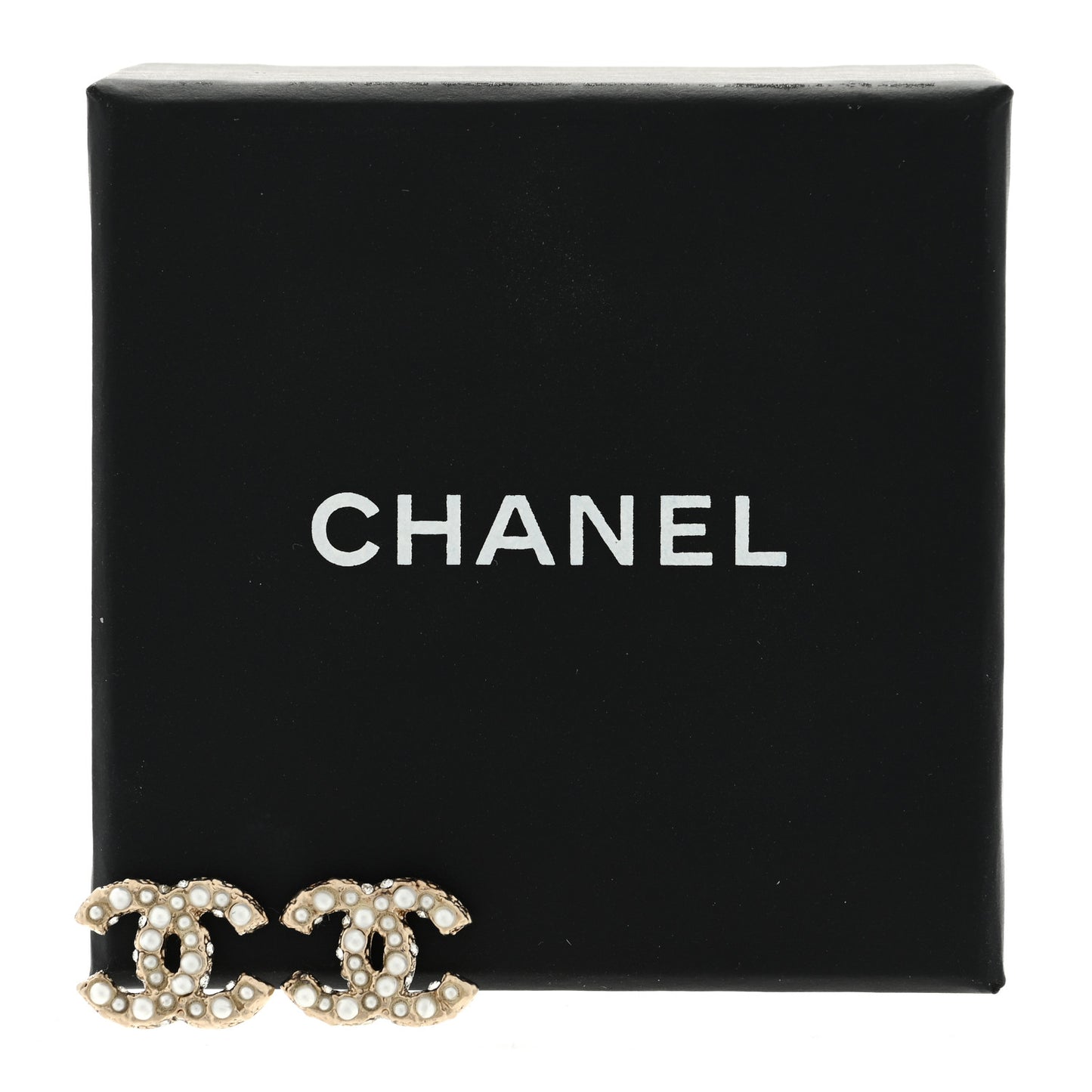 Pearl Crystal CC Earrings Light Gold