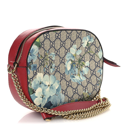 Gucci GG Supreme Monogram Blooms Mini Chain Shoulder Bag Beige Blue Navy Hibiscus Red 3 of 11