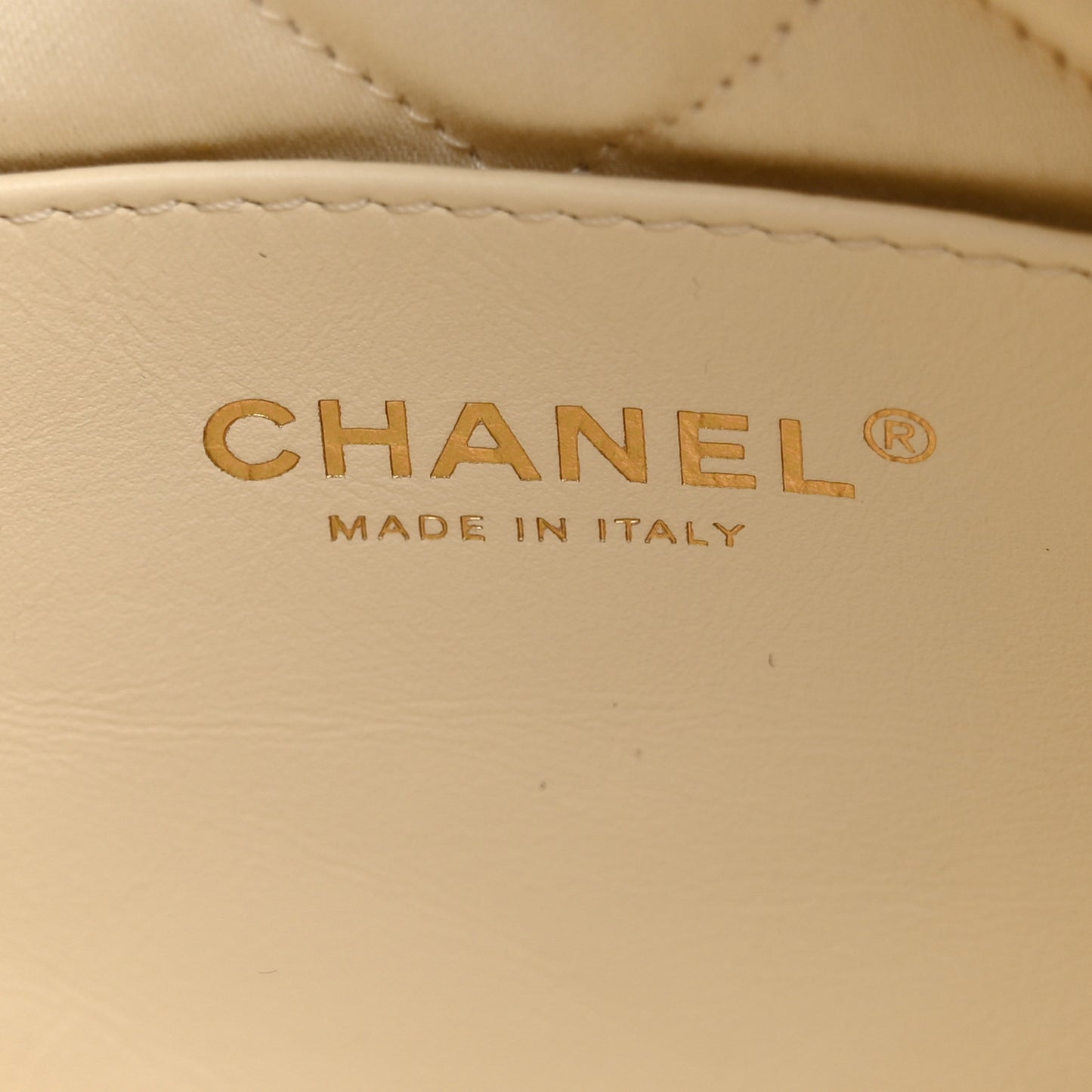 Shiny Calfskin Quilted Mini Chanel 22 Light Beige