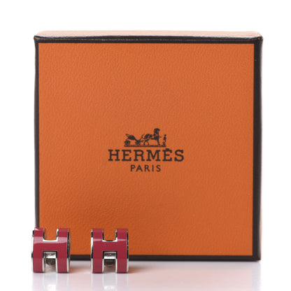 Hermes Palladium Lacquered Pop H Earrings Rose Extreme 5 of 5