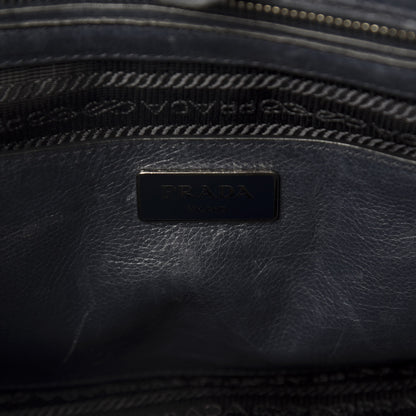 Prada Glace Calf Small Twin Pocket Tote Black 8 of 14