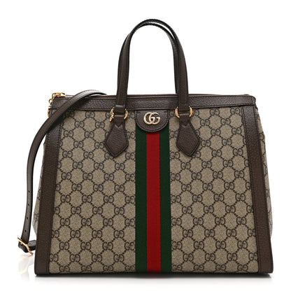 Gucci GG Supreme Monogram Web Medium Ophidia Tote Bag Brown 1 of 12