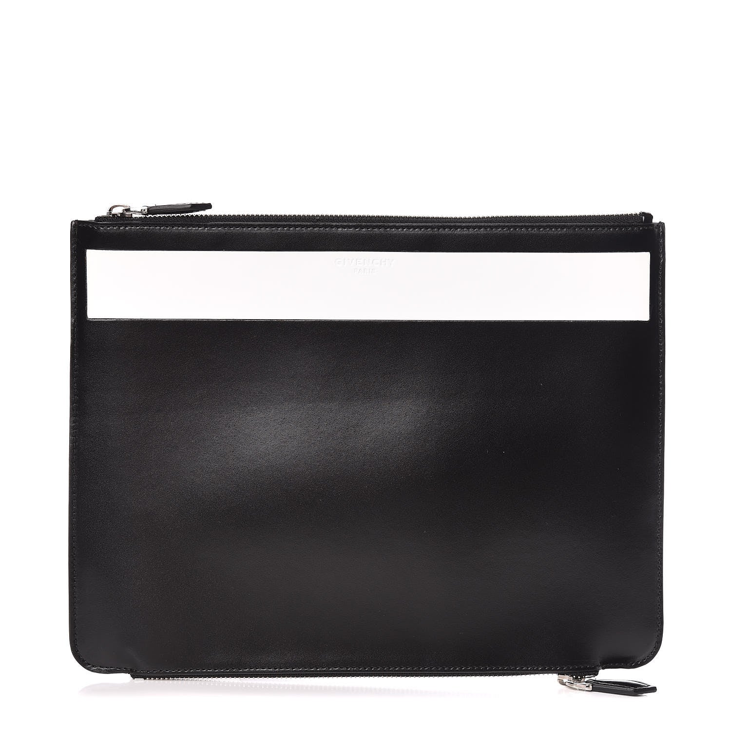 Givenchy Calfskin Large Double Zip Pouch Black White 1 of 7