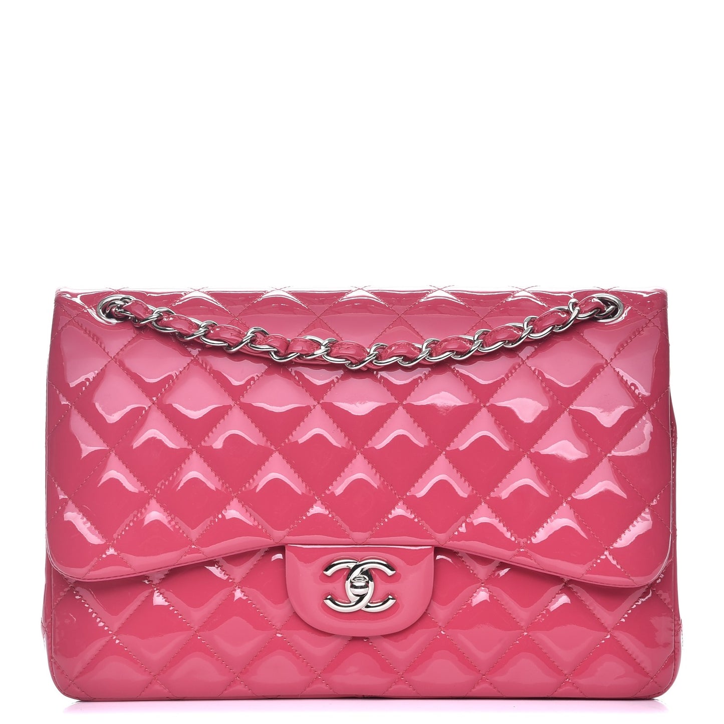 Patent Quilted Jumbo Double Flap Pink