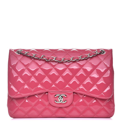 Chanel Patent Quilted Jumbo Double Flap Pink 1 of 10