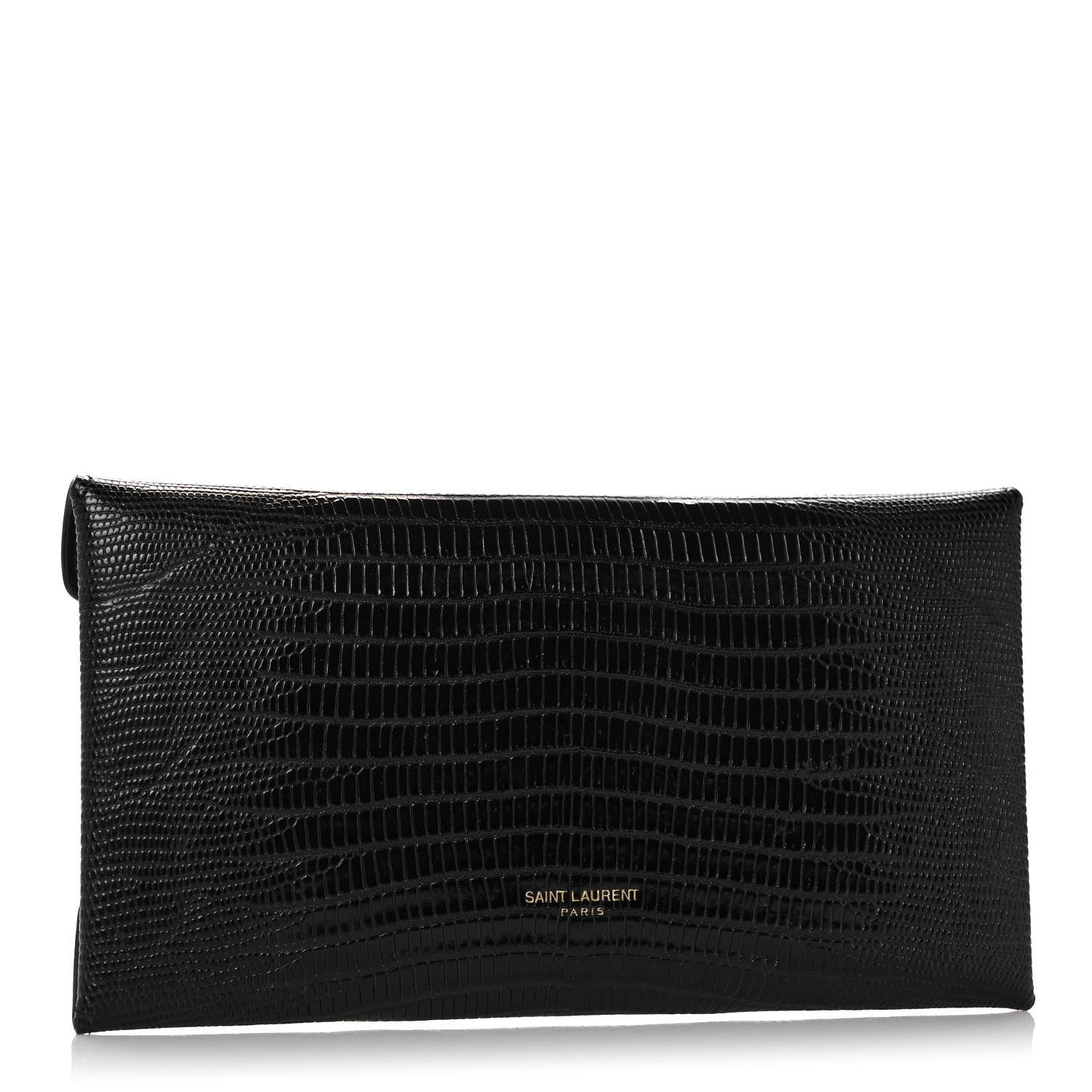 Saint Laurent Calfskin Lizard Embossed Paloma Monogram Clutch Black 3 of 11