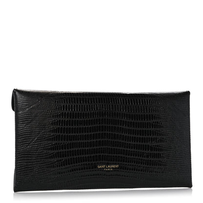 Saint Laurent Calfskin Lizard Embossed Paloma Monogram Clutch Black 3 of 11