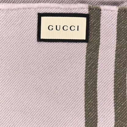 Gucci Wool GG Monogram Half GG Fringe Scarf Pink Beige 3 of 6
