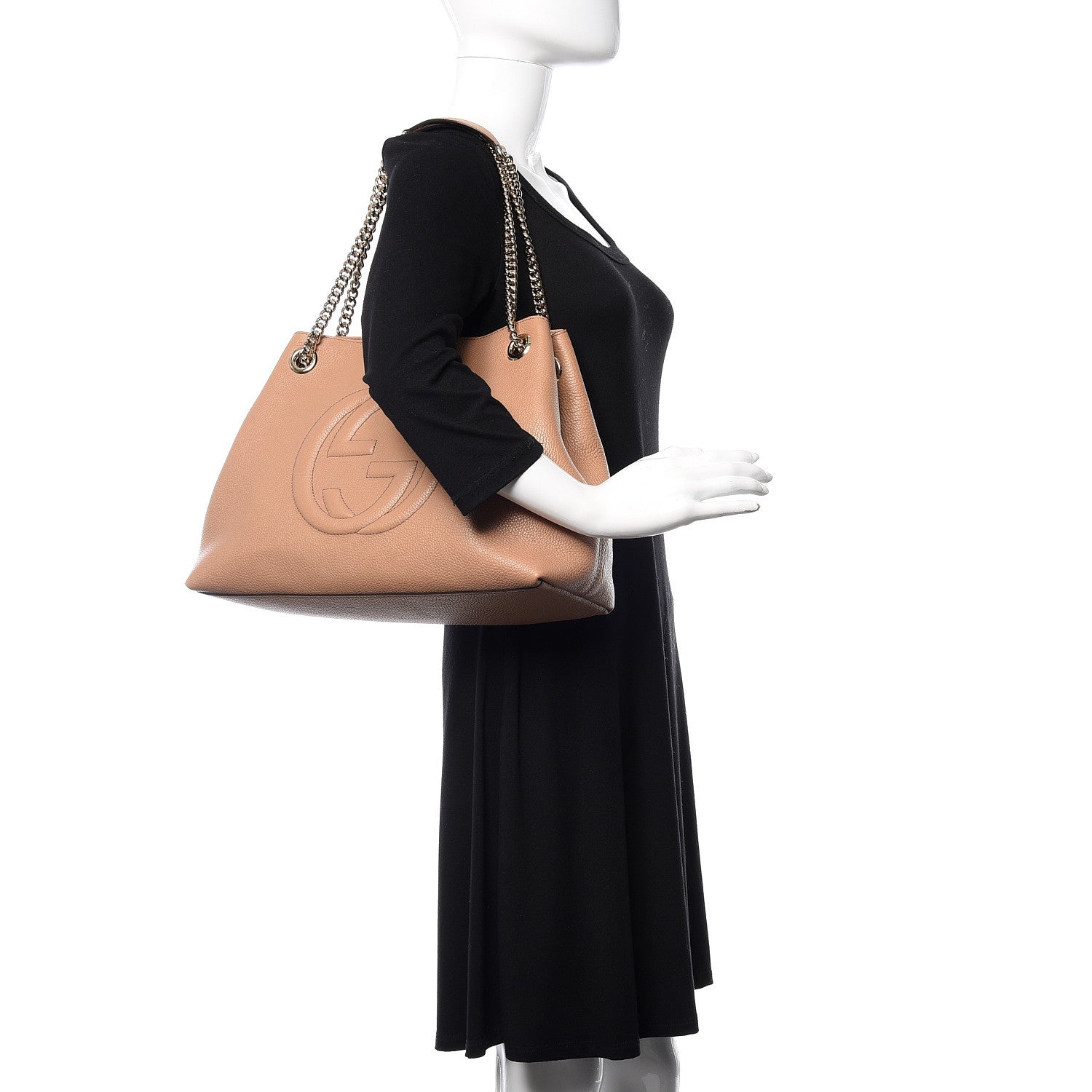 Gucci Pebbled Calfskin Medium Soho Chain Shoulder Bag Camelia 2 of 10