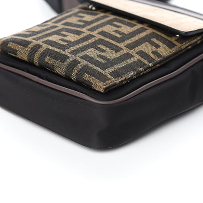 Fendi Nylon Fabric Jacquard Chamois FF 1974 Medium Crossbody Messenger Black Nuvola 9 of 9