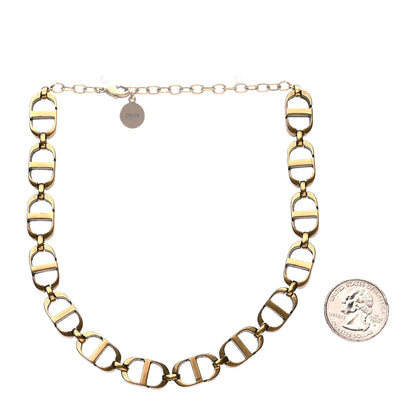 Christian Dior Metal CD Choker Necklace Aged Gold 2 of 5