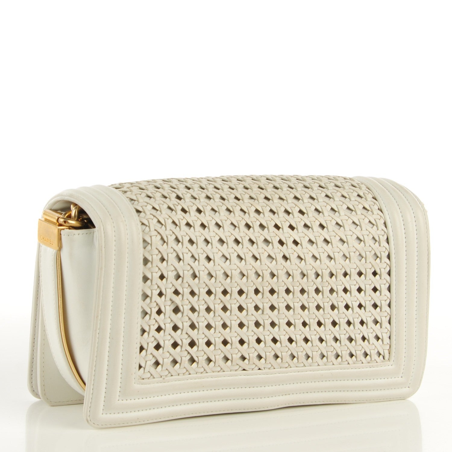 Chanel Braided Sheepskin Medium Boy Reverso Flap White 3 of 9